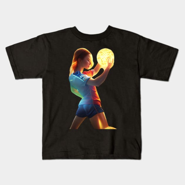 Soccer Neon Girl Kids T-Shirt by Shadowbyte91